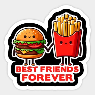 Hamburger and French Fries Best Friends Forever Sticker